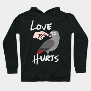 Love Hurts African Grey Parrot Biting Finger Hoodie